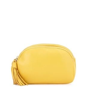 Neiman Marcus Greco Leather Crossbody Bag, Yellow